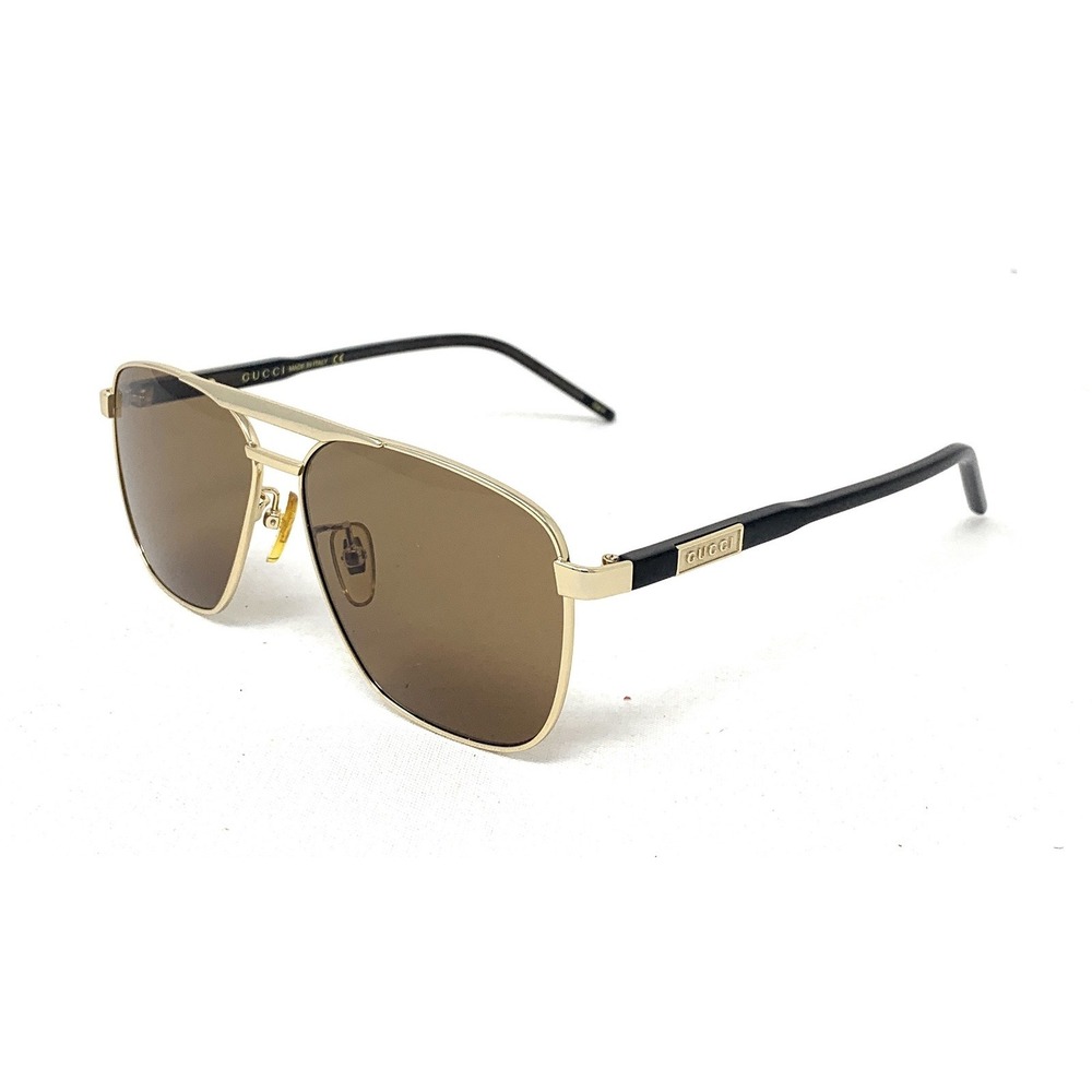 GUCCI Men's Pilot Sunglasses GG 1464S 002 Gold Brown Brown 58mm